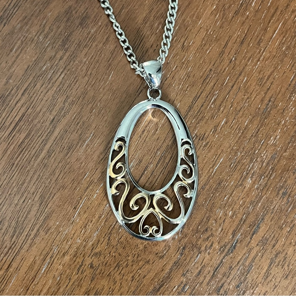BOGO Lia Sophia Two-Tone Pendant on Silver Tone Chain
